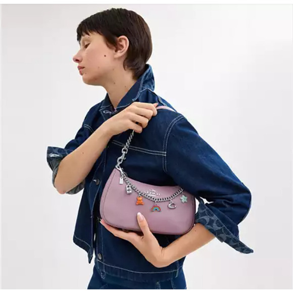 Coach Silver Swagger Chain With Charms Flower, Bear, C, Rainbow, Lock CW662 NWT - Picture 4 of 10